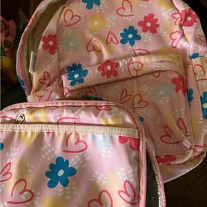 Pink Floral Kids Backpack Set